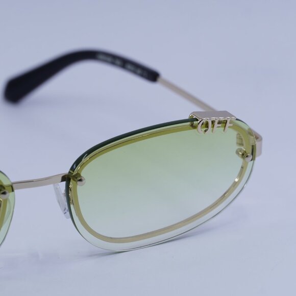 Off-White OERI13M MIAMI 7652 Sunglasses Gold Oval Frame, Green Lenses main image 9